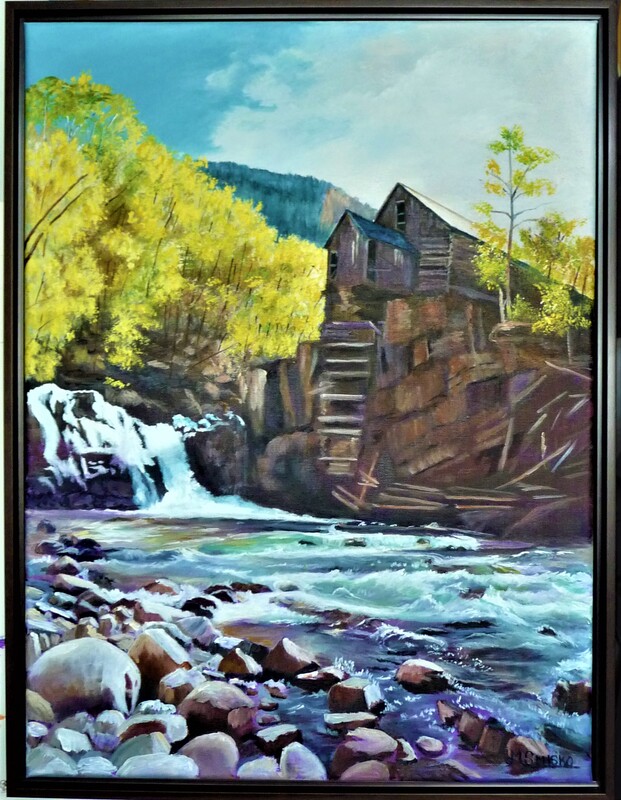 Acrylic on canvas, framed, 25" x 19",ABANDONED MILL, $625,by msmiskocreations.com
msmisko@yahoo.ca