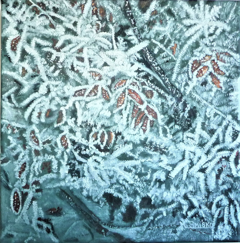 Acrylic on canvas, silver, copper & crystals,12" x12", NATURE'S TAPESTRY, $100, by msmiskocreations.com, msmisko@yahoo.ca