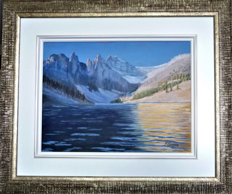 Acrylic on canvas, framed 22"x24", SUNLIT PEAKS, $350,
by msmiskocreations.com
msmisko@yahoo.ca
