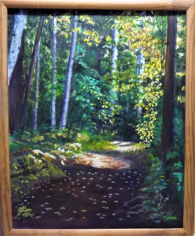Acrylic, 22" x 17", SUNSHINE ON EMMA'S FOREST, $425, by msmiskocreations.com msmisko@yahoo.ca
